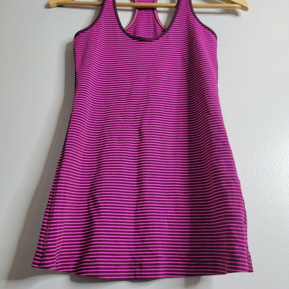 Lululemon Cool Racerback Tank Hyper Stripe Raspberry Glo Light / Plum 6/8? EUC - Picture 5 of 9
